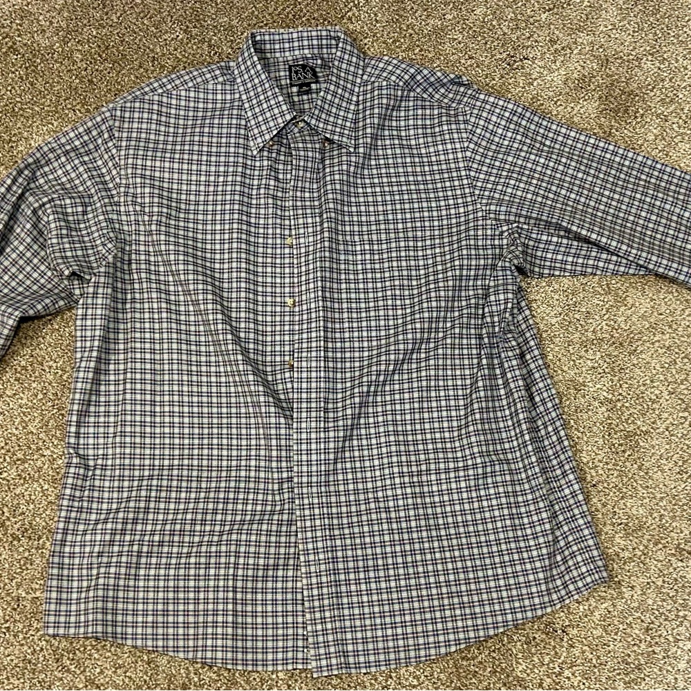 Jos. A. Bank Navy and White Plaid Shirt